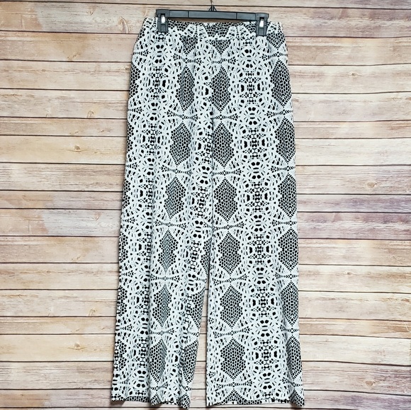 Philosophy Pants - Philosophy Black & White Geo-print Wide Leg Pants